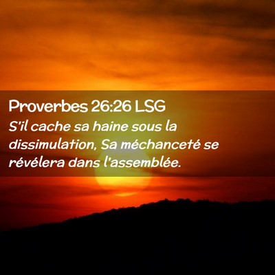 Picture 02 - Proverbes 26:26 LSG - S'il cache sa haine sous la dissimulation, Sa - Bible Verse Picture