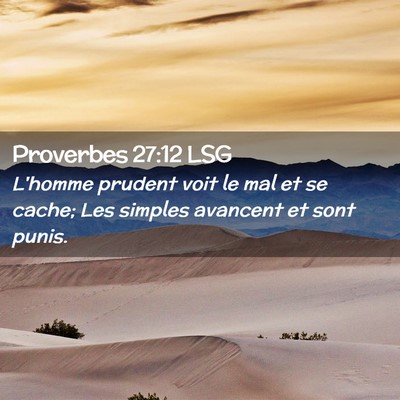 Picture 02 - Proverbes 27:12 LSG - L'homme prudent voit le mal et se cache; Les - Bible Verse Picture