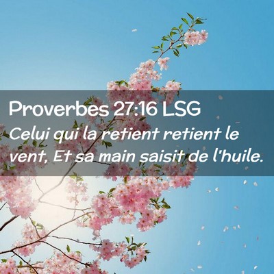 Picture 02 - Proverbes 27:16 LSG - Celui qui la retient retient le vent, Et sa main - Bible Verse Picture