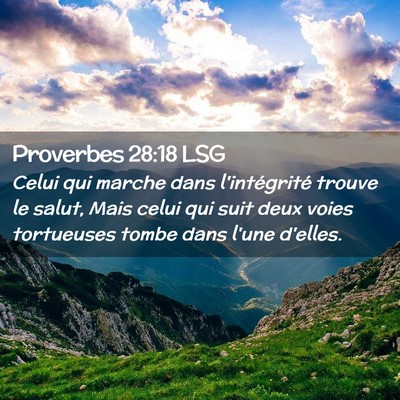Picture 02 - Proverbes 28:18 LSG - Celui qui marche dans l'intégrité trouve le - Bible Verse Picture