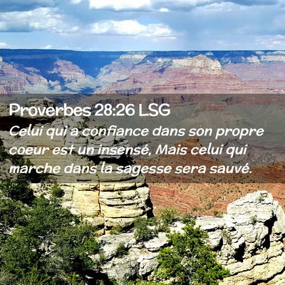 Picture 02 - Proverbes 28:26 LSG - Celui qui a confiance dans son propre coeur est - Bible Verse Picture