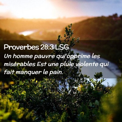 Picture 02 - Proverbes 28:3 LSG - Un homme pauvre qui opprime les misérables Est - Bible Verse Picture