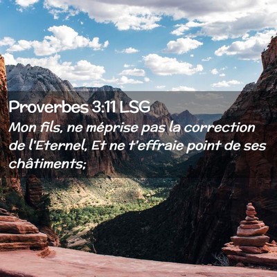 Picture 02 - Proverbes 3:11 LSG - Mon fils, ne méprise pas la correction de - Bible Verse Picture