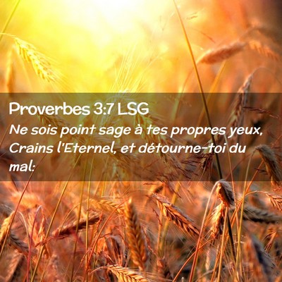 Picture 02 - Proverbes 3:7 LSG - Ne sois point sage à tes propres yeux, Crains - Bible Verse Picture