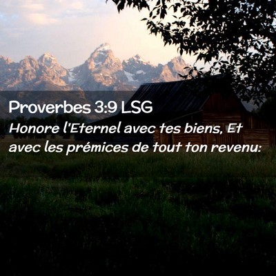 Picture 02 - Proverbes 3:9 LSG - Honore l'Eternel avec tes biens, Et avec les - Bible Verse Picture