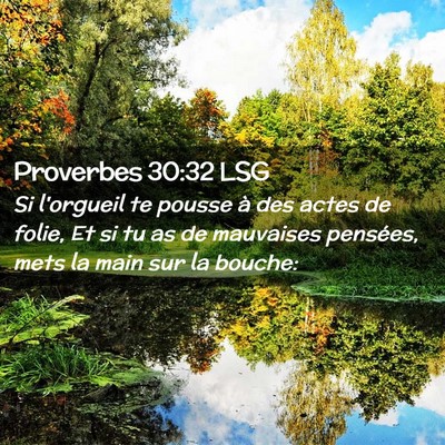 Picture 02 - Proverbes 30:32 LSG - Si l'orgueil te pousse à des actes de folie, Et - Bible Verse Picture