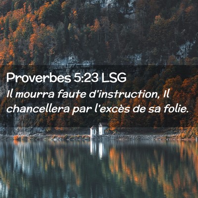 Picture 02 - Proverbes 5:23 LSG - Il mourra faute d'instruction, Il chancellera par - Bible Verse Picture