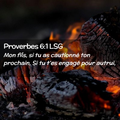 Picture 02 - Proverbes 6:1 LSG - Mon fils, si tu as cautionné ton prochain, Si tu - Bible Verse Picture