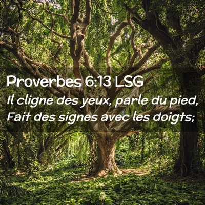 Picture 02 - Proverbes 6:13 LSG - Il cligne des yeux, parle du pied, Fait des - Bible Verse Picture
