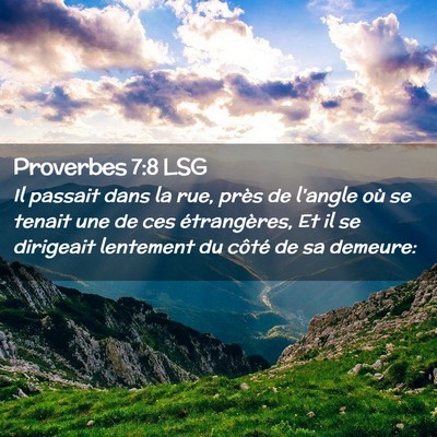 Picture 02 - Proverbes 7:8 LSG - Il passait dans la rue, près de l'angle où se - Bible Verse Picture