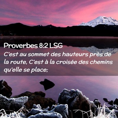 Picture 02 - Proverbes 8:2 LSG - C'est au sommet des hauteurs près de la route, - Bible Verse Picture
