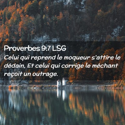Picture 02 - Proverbes 9:7 LSG - Celui qui reprend le moqueur s'attire le dédain, - Bible Verse Picture
