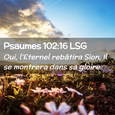Picture 02 - Psaumes 102:16 LSG - Oui, l'Eternel rebâtira Sion, Il se montrera - Bible Verse Picture