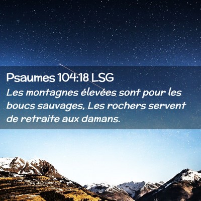 Picture 02 - Psaumes 104:18 LSG - Les montagnes élevées sont pour les boucs - Bible Verse Picture
