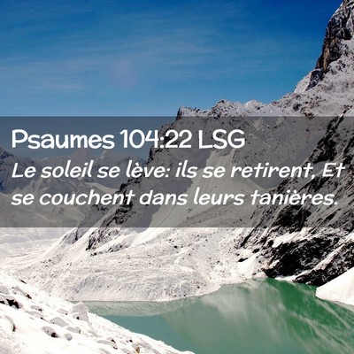 Picture 02 - Psaumes 104:22 LSG - Le soleil se lève: ils se retirent, Et se - Bible Verse Picture