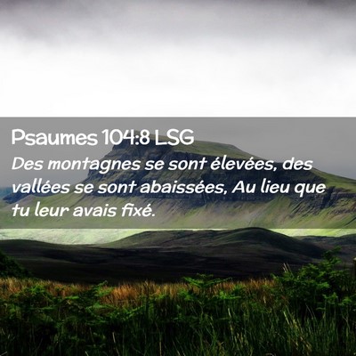 Picture 02 - Psaumes 104:8 LSG - Des montagnes se sont élevées, des vallées se - Bible Verse Picture