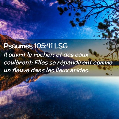 Picture 02 - Psaumes 105:41 LSG - Il ouvrit le rocher, et des eaux coulèrent; - Bible Verse Picture