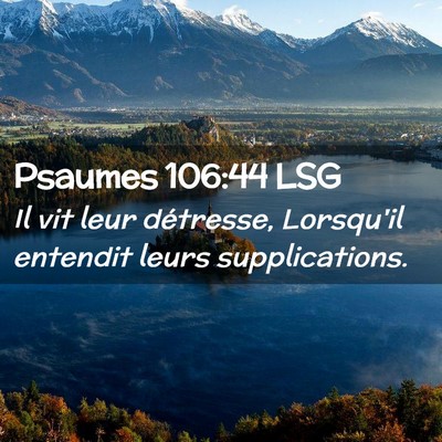 Picture 02 - Psaumes 106:44 LSG - Il vit leur détresse, Lorsqu'il entendit leurs - Bible Verse Picture