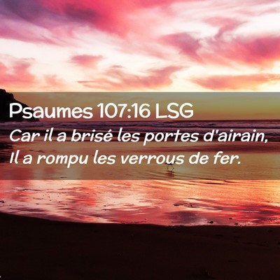Picture 02 - Psaumes 107:16 LSG - Car il a brisé les portes d'airain, Il a rompu - Bible Verse Picture