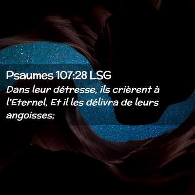 Picture 02 - Psaumes 107:28 LSG - Dans leur détresse, ils crièrent à l'Eternel, - Bible Verse Picture