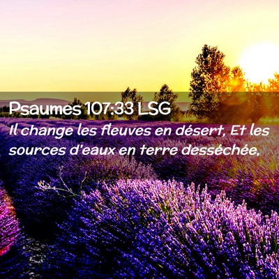 Picture 02 - Psaumes 107:33 LSG - Il change les fleuves en désert, Et les sources - Bible Verse Picture