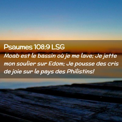 Picture 02 - Psaumes 108:9 LSG - Moab est le bassin où je me lave; Je jette mon - Bible Verse Picture
