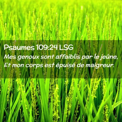 Picture 02 - Psaumes 109:24 LSG - Mes genoux sont affaiblis par le jeûne, Et mon - Bible Verse Picture