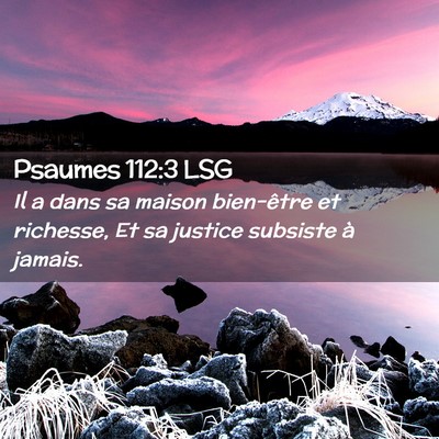 Picture 02 - Psaumes 112:3 LSG - Il a dans sa maison bien-être et richesse, Et sa - Bible Verse Picture