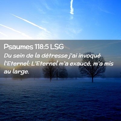 Picture 02 - Psaumes 118:5 LSG - Du sein de la détresse j'ai invoqué l'Eternel: - Bible Verse Picture