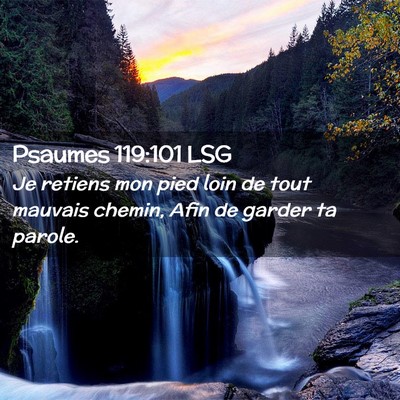 Picture 02 - Psaumes 119:101 LSG - Je retiens mon pied loin de tout mauvais chemin, - Bible Verse Picture