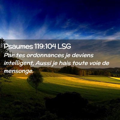 Picture 02 - Psaumes 119:104 LSG - Par tes ordonnances je deviens intelligent, Aussi - Bible Verse Picture