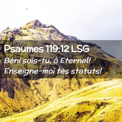 Picture 02 - Psaumes 119:12 LSG - Béni sois-tu, ô Eternel! Enseigne-moi tes - Bible Verse Picture