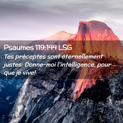Picture 02 - Psaumes 119:144 LSG - Tes préceptes sont éternellement justes: - Bible Verse Picture