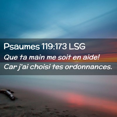 Picture 02 - Psaumes 119:173 LSG - Que ta main me soit en aide! Car j'ai choisi tes - Bible Verse Picture