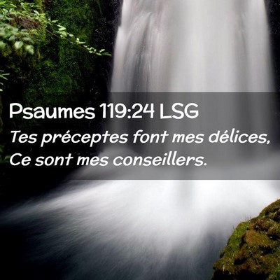 Picture 02 - Psaumes 119:24 LSG - Tes préceptes font mes délices, Ce sont mes - Bible Verse Picture
