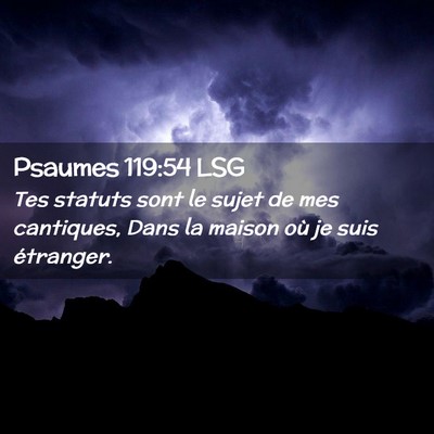 Picture 02 - Psaumes 119:54 LSG - Tes statuts sont le sujet de mes cantiques, Dans - Bible Verse Picture
