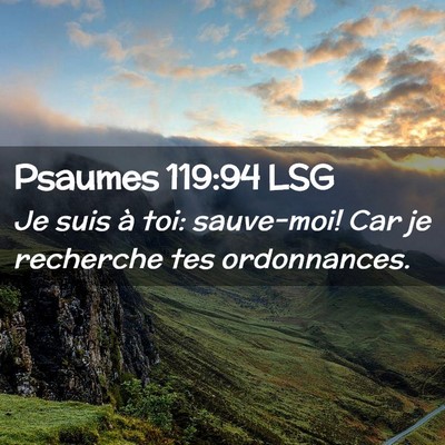 Picture 02 - Psaumes 119:94 LSG - Je suis à toi: sauve-moi! Car je recherche tes - Bible Verse Picture