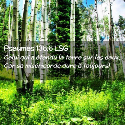 Picture 02 - Psaumes 136:6 LSG - Celui qui a étendu la terre sur les eaux, Car sa - Bible Verse Picture