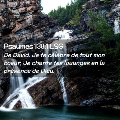 Picture 02 - Psaumes 138:1 LSG - De David. Je te célèbre de tout mon coeur, Je - Bible Verse Picture