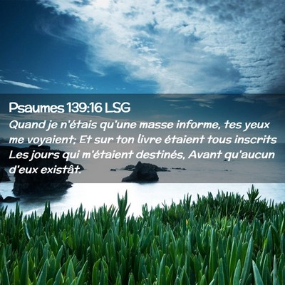 Picture 02 - Psaumes 139:16 LSG - Quand je n'étais qu'une masse informe, tes yeux - Bible Verse Picture