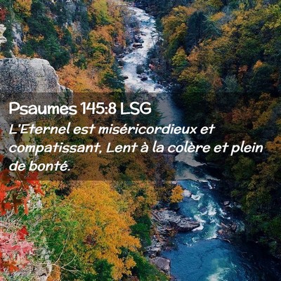 Picture 02 - Psaumes 145:8 LSG - L'Eternel est miséricordieux et compatissant, - Bible Verse Picture