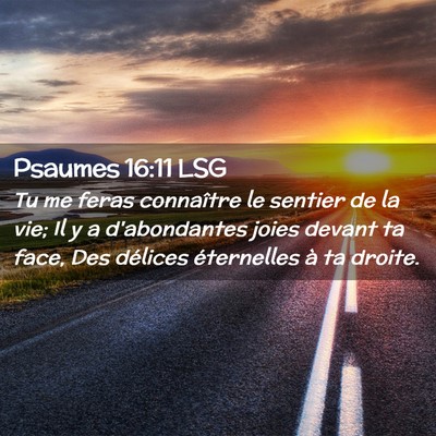 Picture 02 - Psaumes 16:11 LSG - Tu me feras connaître le sentier de la vie; Il y - Bible Verse Picture