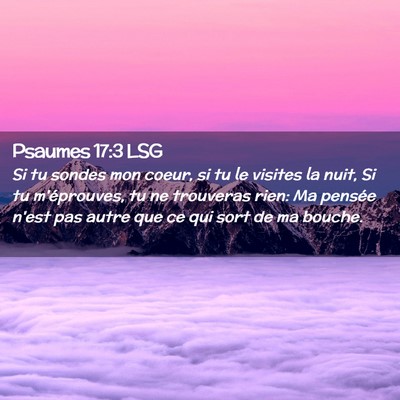 Picture 02 - Psaumes 17:3 LSG - Si tu sondes mon coeur, si tu le visites la nuit, - Bible Verse Picture