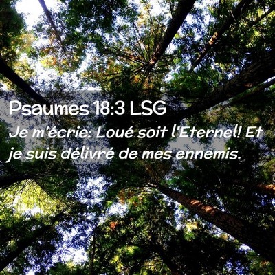 Picture 02 - Psaumes 18:3 LSG - Je m'écrie: Loué soit l'Eternel! Et je suis - Bible Verse Picture