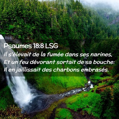 Picture 02 - Psaumes 18:8 LSG - Il s'élevait de la fumée dans ses narines, Et - Bible Verse Picture