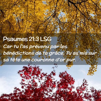 Picture 02 - Psaumes 21:3 LSG - Car tu l'as prévenu par les bénédictions de ta - Bible Verse Picture