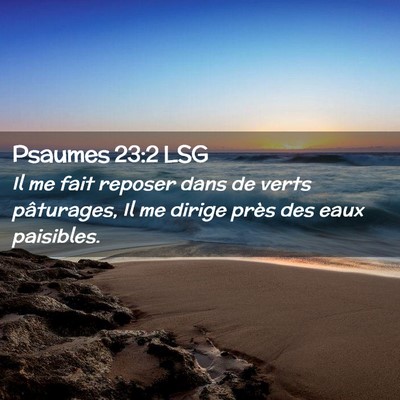 Picture 02 - Psaumes 23:2 LSG - Il me fait reposer dans de verts pâturages, Il - Bible Verse Picture