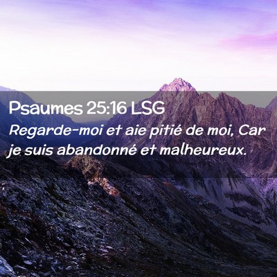 Picture 02 - Psaumes 25:16 LSG - Regarde-moi et aie pitié de moi, Car je suis - Bible Verse Picture