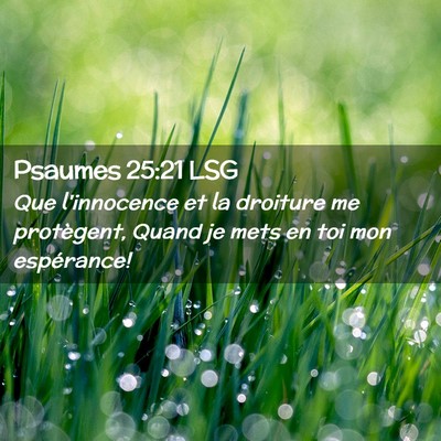 Picture 02 - Psaumes 25:21 LSG - Que l'innocence et la droiture me protègent, - Bible Verse Picture
