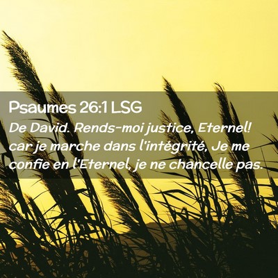 Picture 02 - Psaumes 26:1 LSG - De David. Rends-moi justice, Eternel! car je - Bible Verse Picture